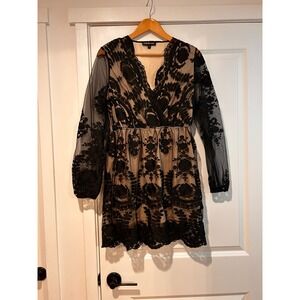 EillyBazar Babydoll Lace Overlay Dress Women's Large Whimsigoth Dark Romantic